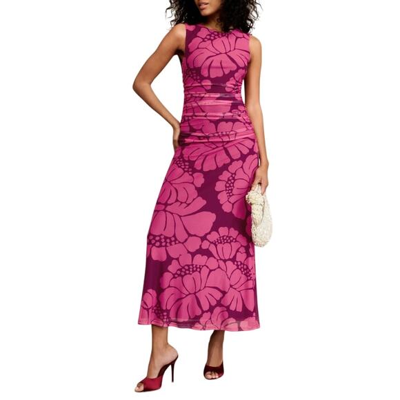 MINKPINK Persephone Mesh Midi Dress in Pink, Size XS - Picture 3 of 8